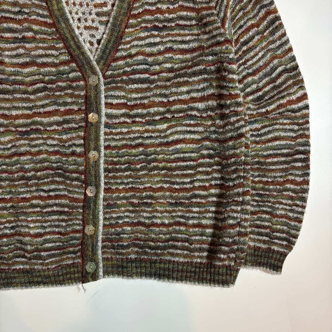 빈티지 스트라이프 패턴 브이넥 니트 가디건 상품이미지2