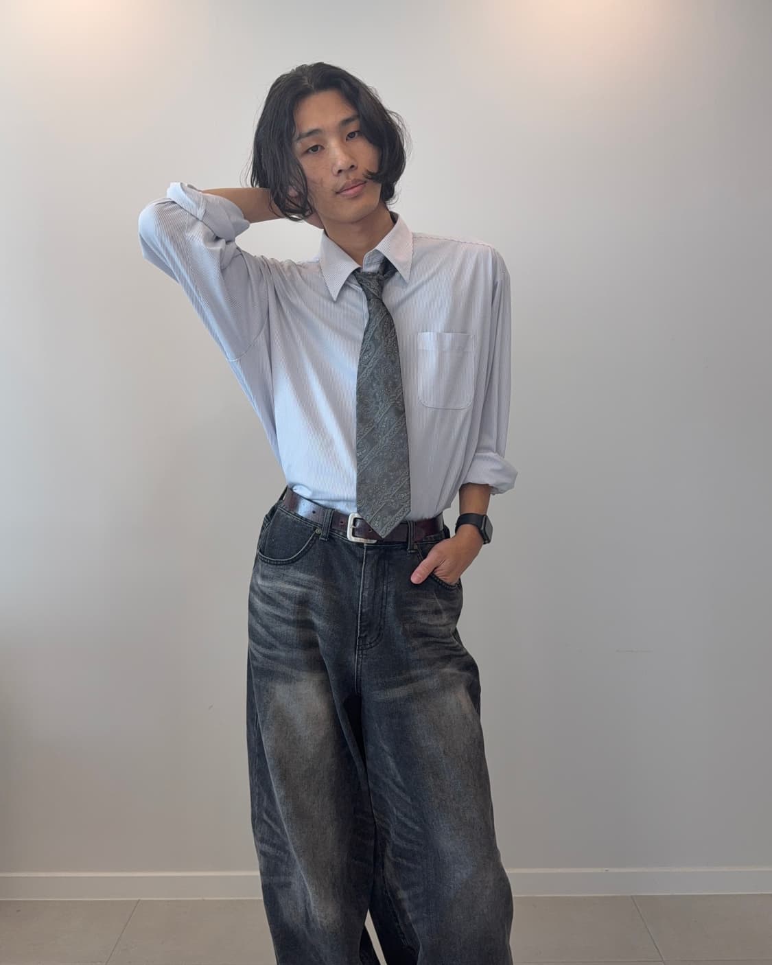 빈티지 드레스 셔츠 & 패턴 넥타이 코디 세트 상품이미지3