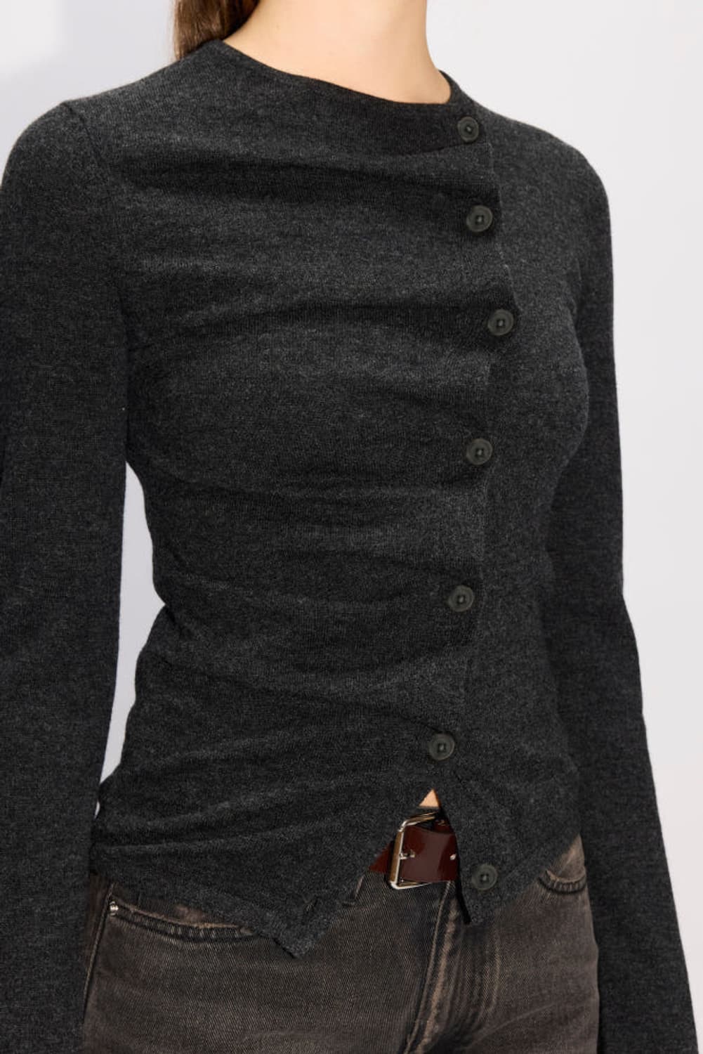 [34,36,38]호프 Asymmetrical 가디건/차콜 상품이미지2