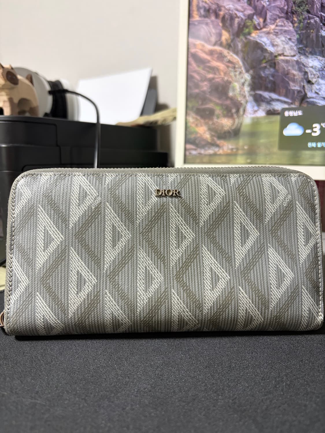디올 지퍼 장시갑 디올 CD 다이아몬드 캔버스 그레이 상품이미지1
