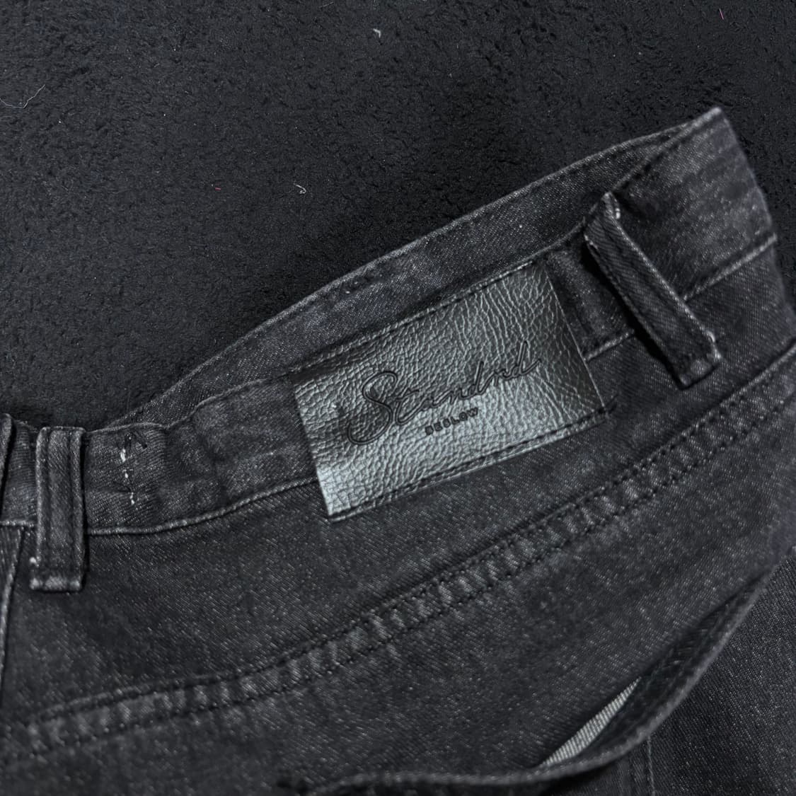 34 비슬로우 흑청 원턱 와이드 데님팬츠 상품이미지4