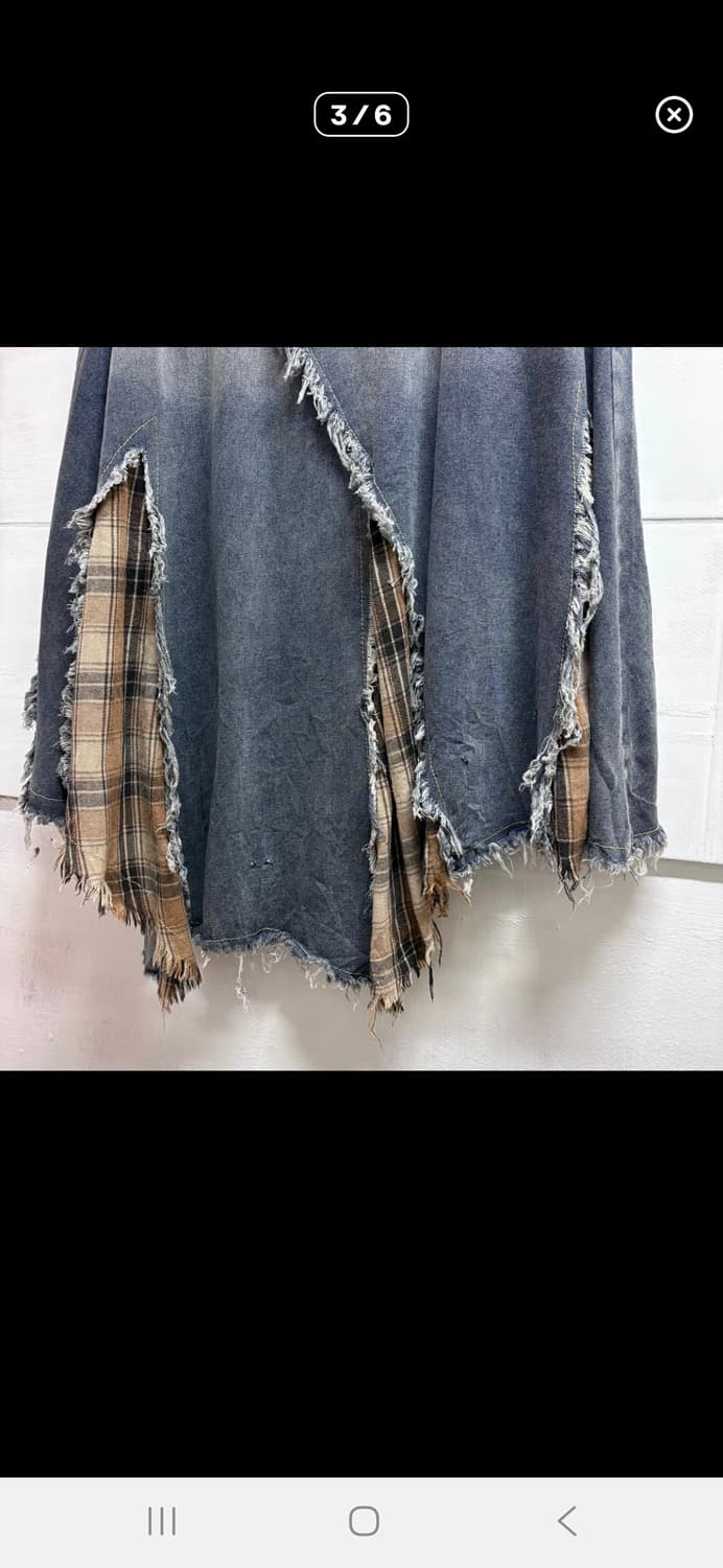 (마지막특가) 일본빈티지 데님 패치웍 데미지 그런지 히피 롱스커트 상품이미지3