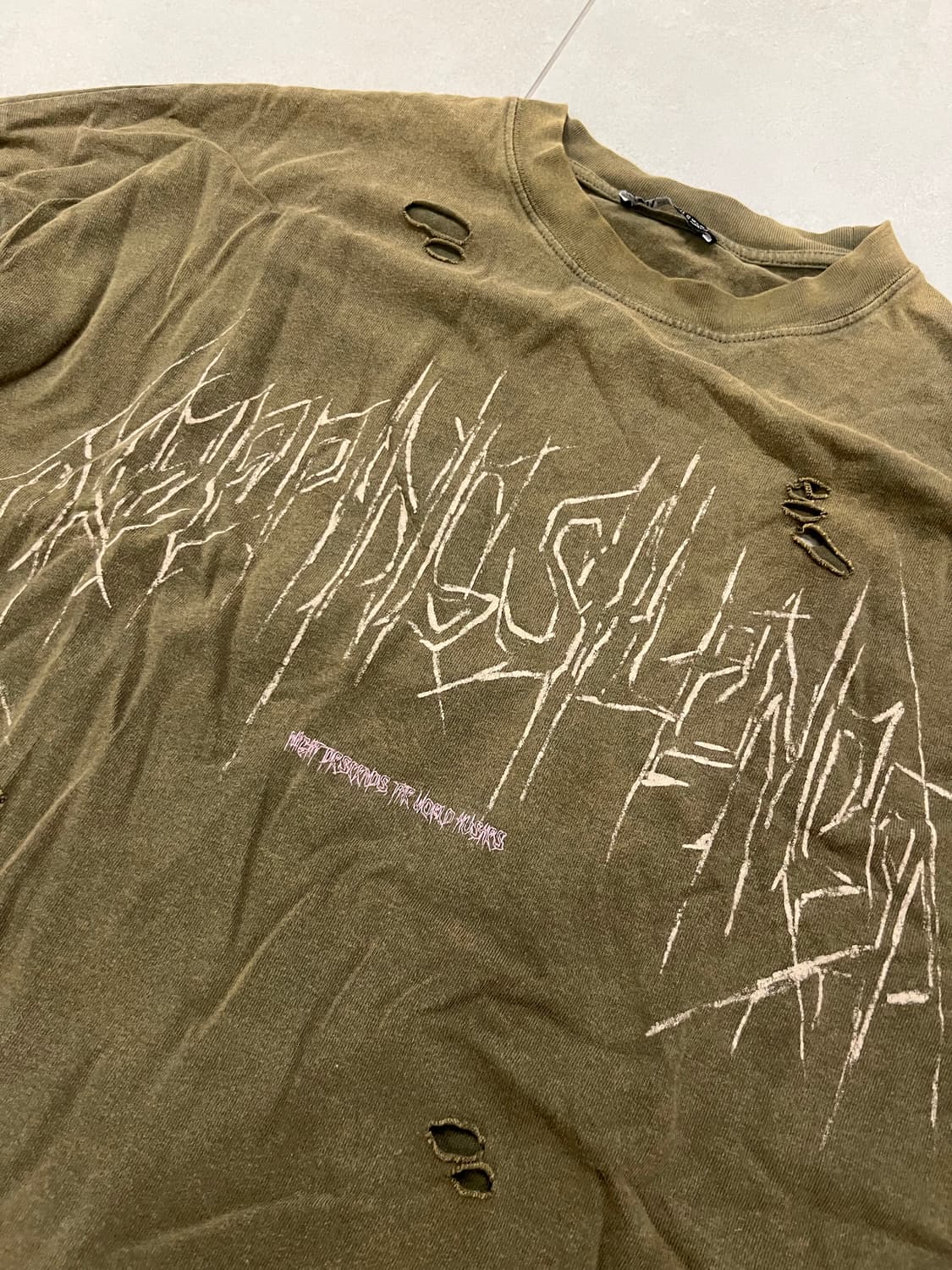 자라 빈티지 레이어드 티셔츠 카키 L/XL 상품이미지5