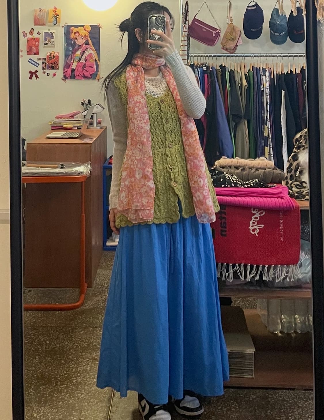 블루 코튼 롱스커트 [무배] 상품이미지3