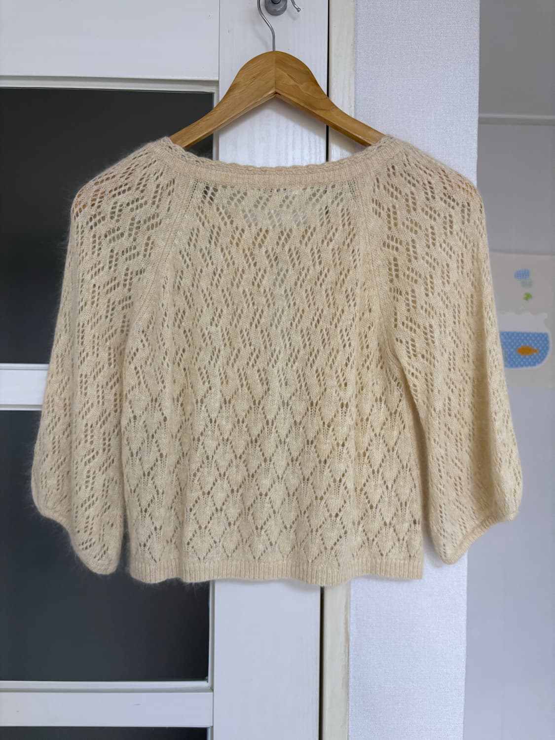 연한 베이지 앙고라 가디건 상품이미지5