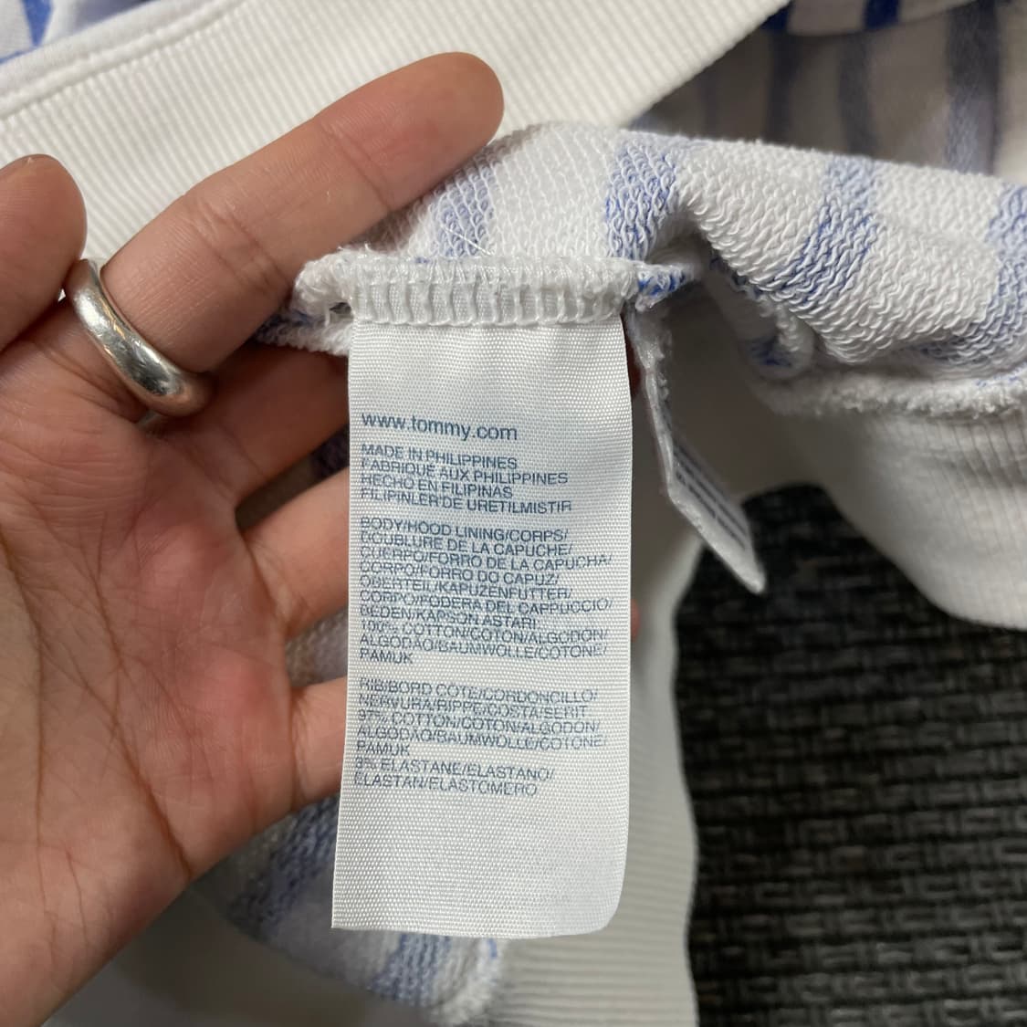 타미힐피거 블루 스트라이프 후드 집업 M 상품이미지5