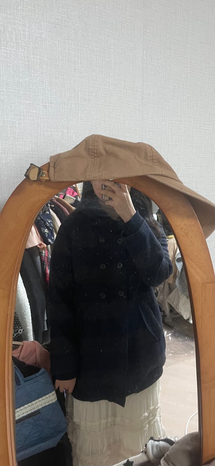 모리걸 빈티지 도쿄모리 네이비 투버튼 후드코트 💙🩶 상품이미지4