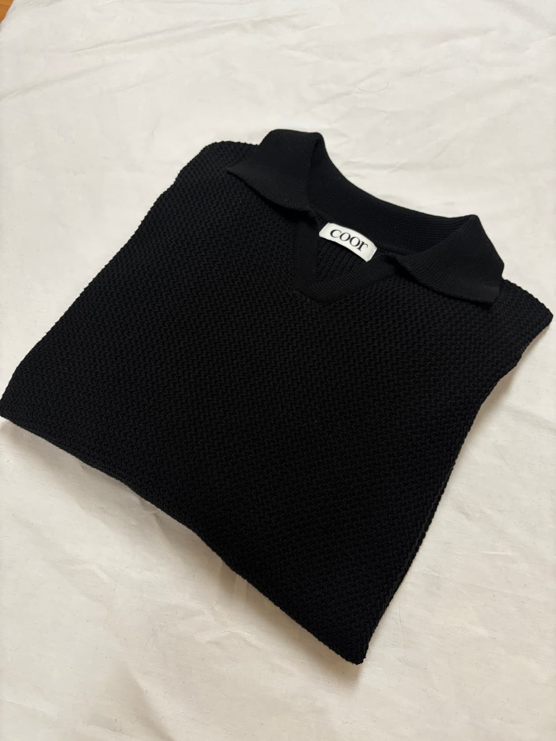 택포/S급) COOR 코튼 칼라 니트 스웨터 블랙 상품이미지3