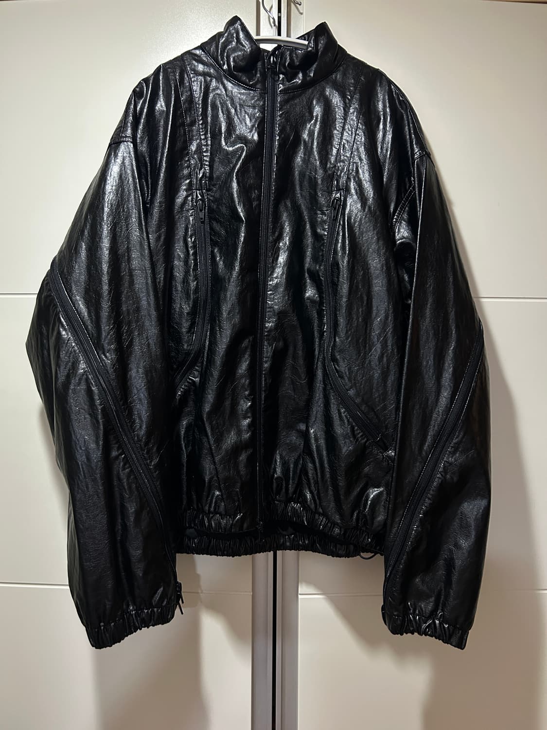 쿠어 멀티 집업 레더 블루종 상품이미지2