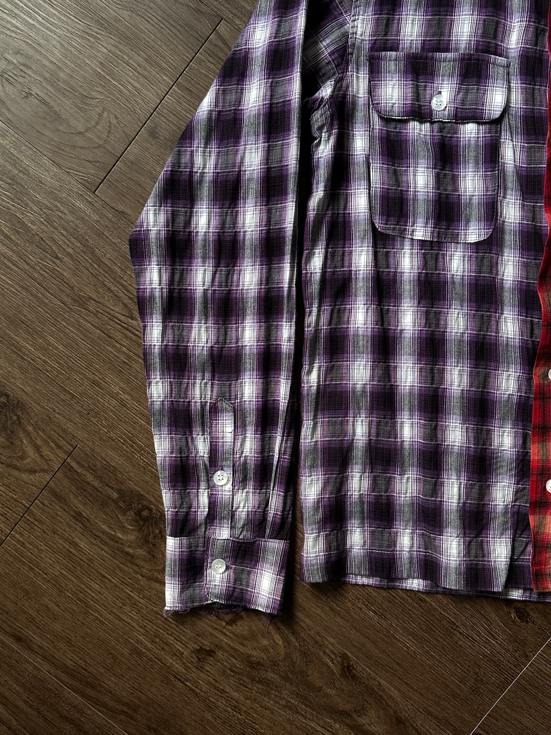 M.C.W 하프앤하프 옴브레 체크 셔츠 상품이미지9