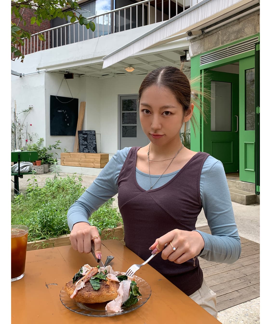 서울베이스드 레이어드 티셔츠 브라운/민트 상품이미지2