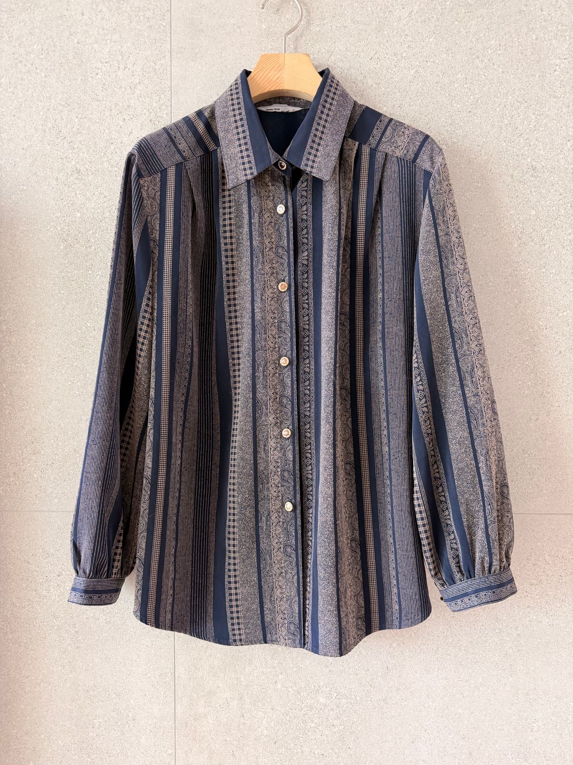 빈티지 패턴 스트라이프 긴팔 셔츠 체크 레이스 상품이미지1