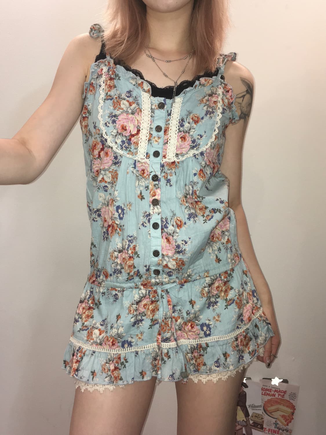 jpn vintage antique floral lace jumpsuit 상품이미지2