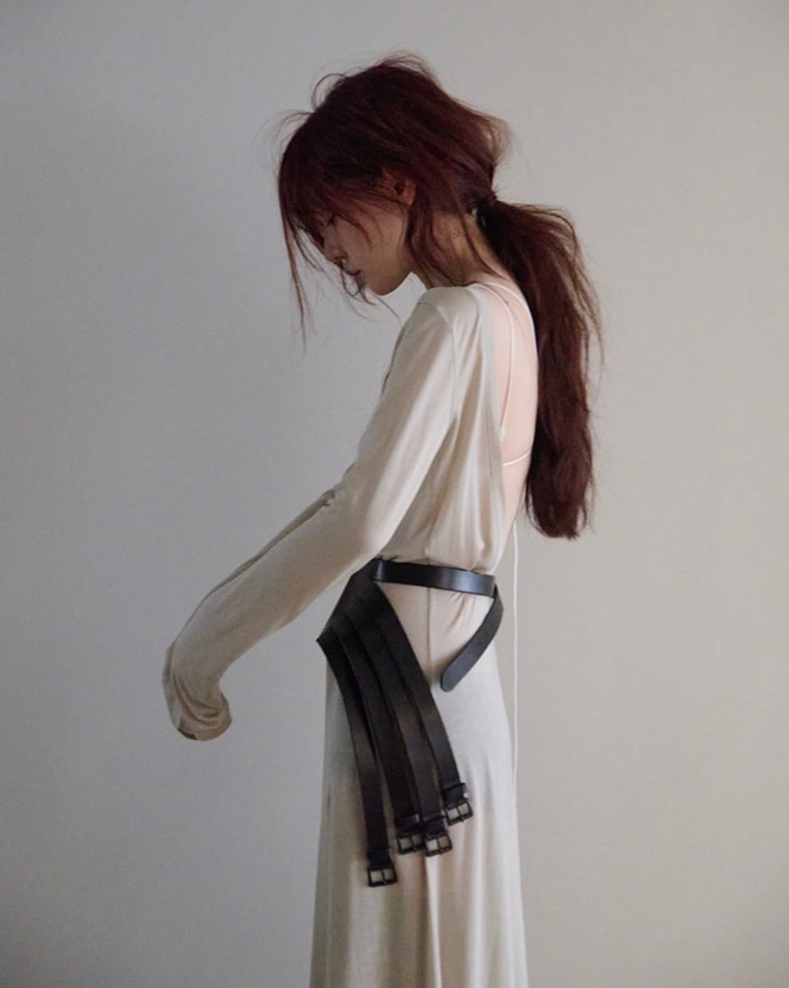 프레클 backless sheer maxi dress 베이지 상품이미지2