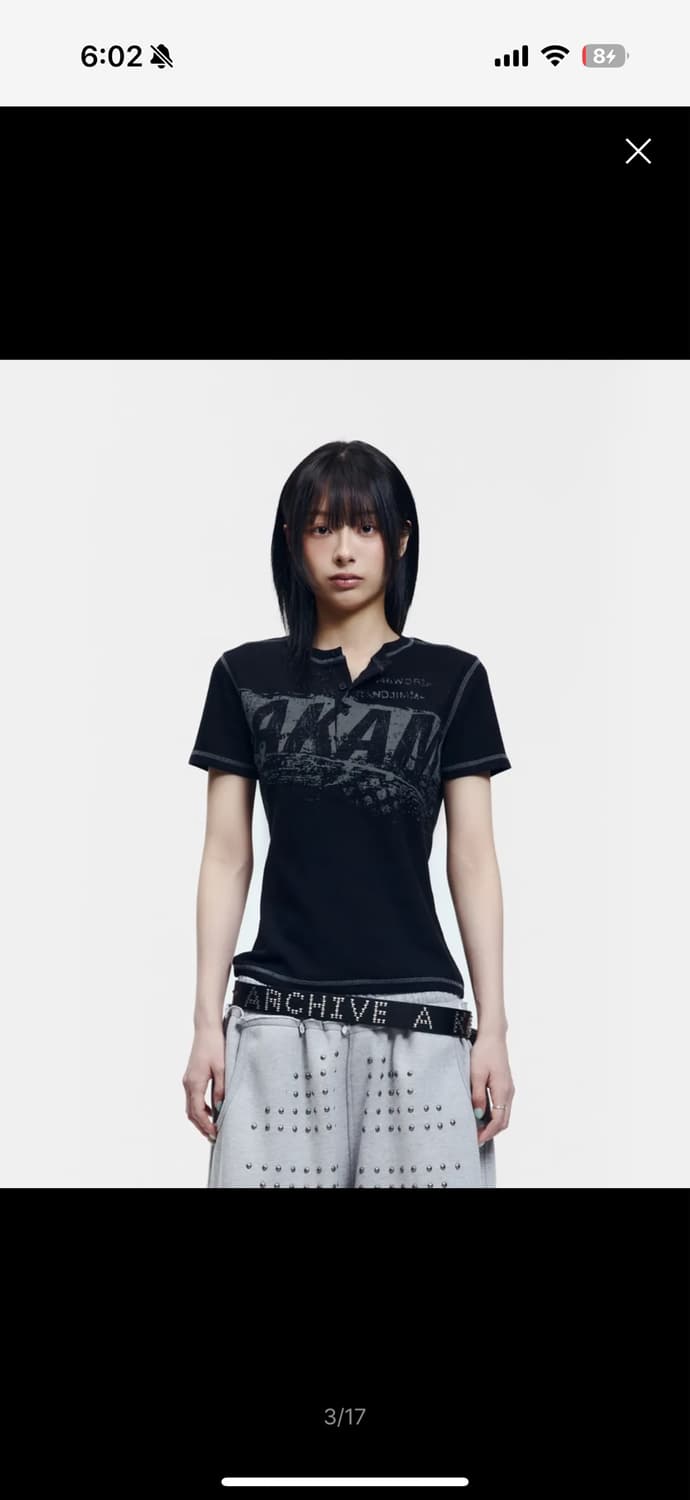 아캄 반팔티 Tread Henry Neck Half Top (Black) 상품이미지1
