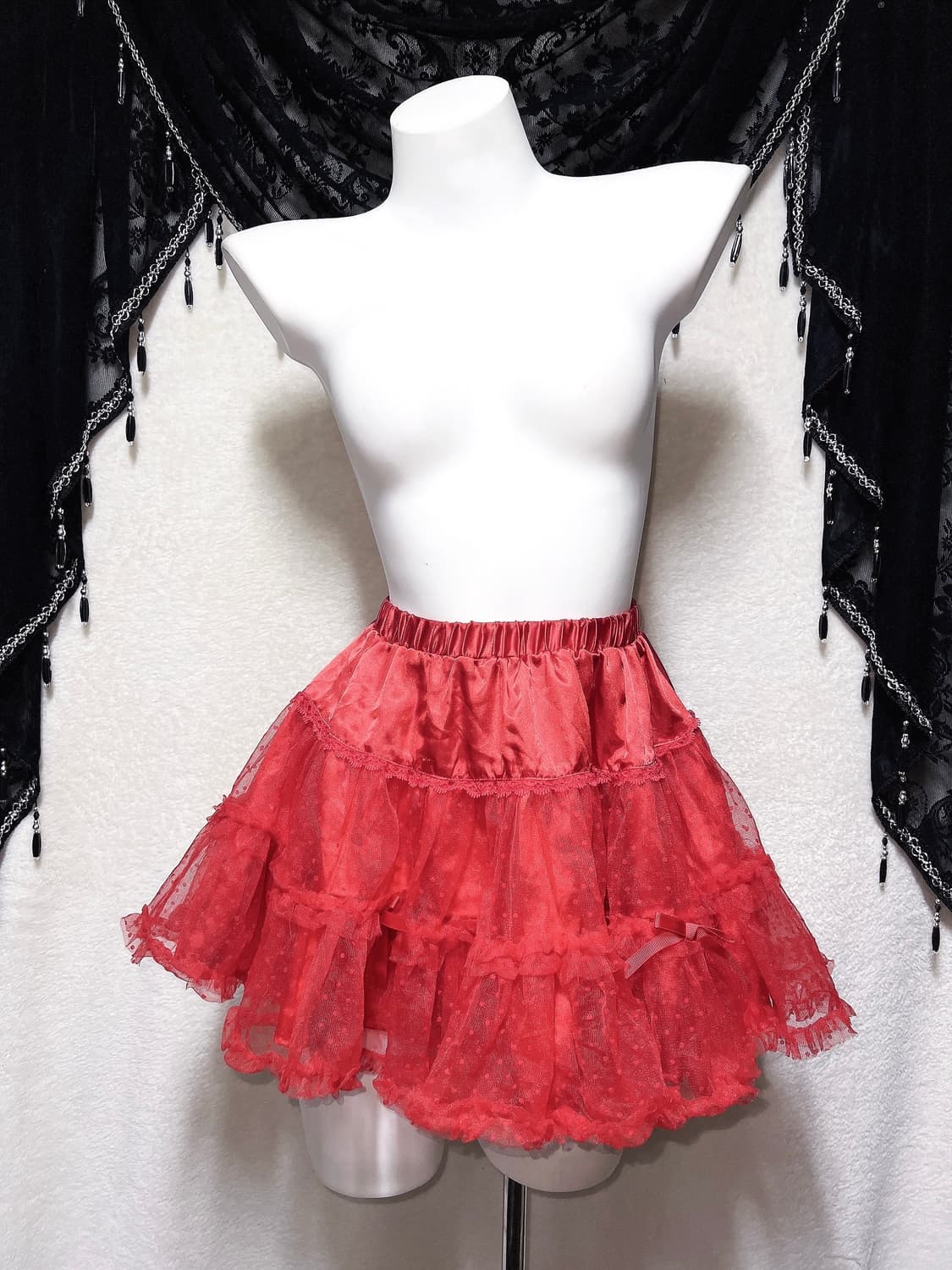 바디라인 히메갸루 고스펑크 로리타 리본 레드 튜튜 샤스커트 캉캉치마 핀터 상품이미지3