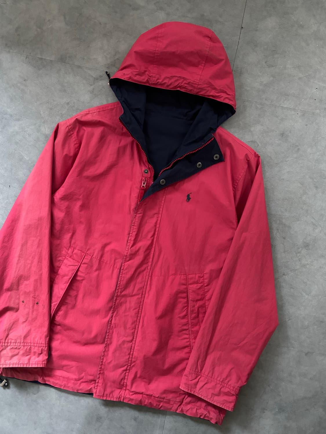 Polo 폴로 랄프로렌 네이비-레드 리버시블 후드 코튼 자켓 상품이미지7