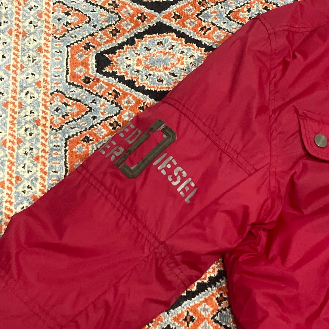 디젤 레드 폴리 나일론 포켓 점퍼 남성M 상품이미지2