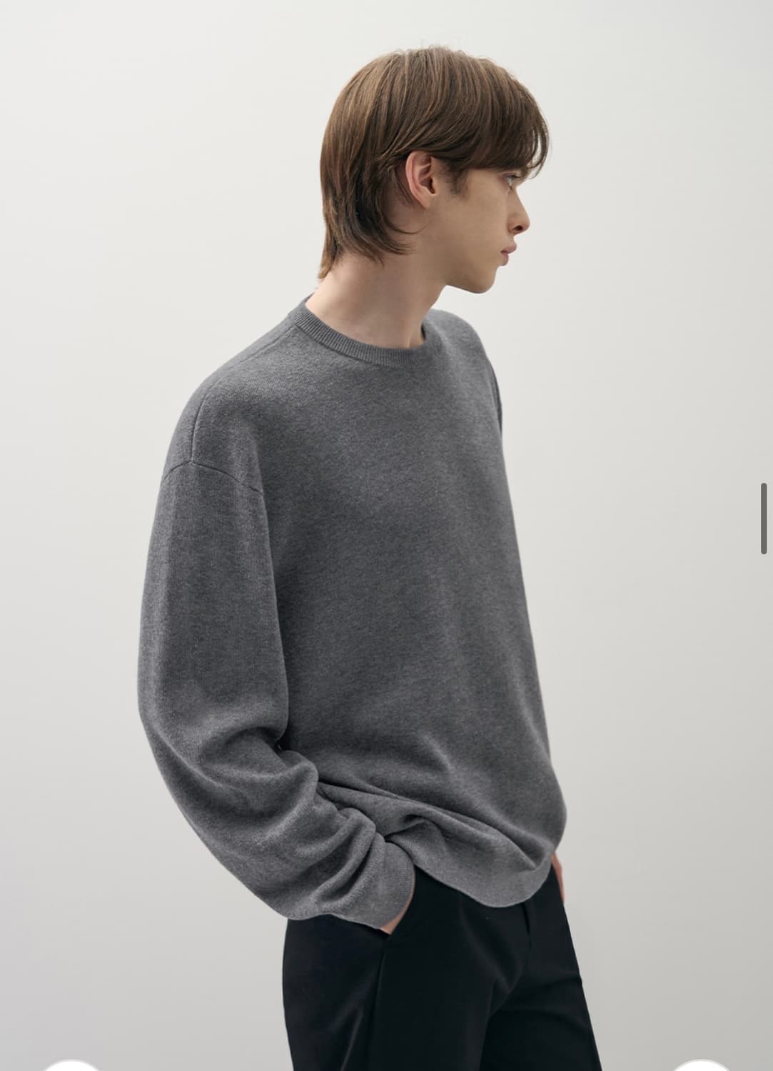 (새상품)(M) 드로우핏 소프트 울 크롭 라운드 니트 CHARCOAL 상품이미지6