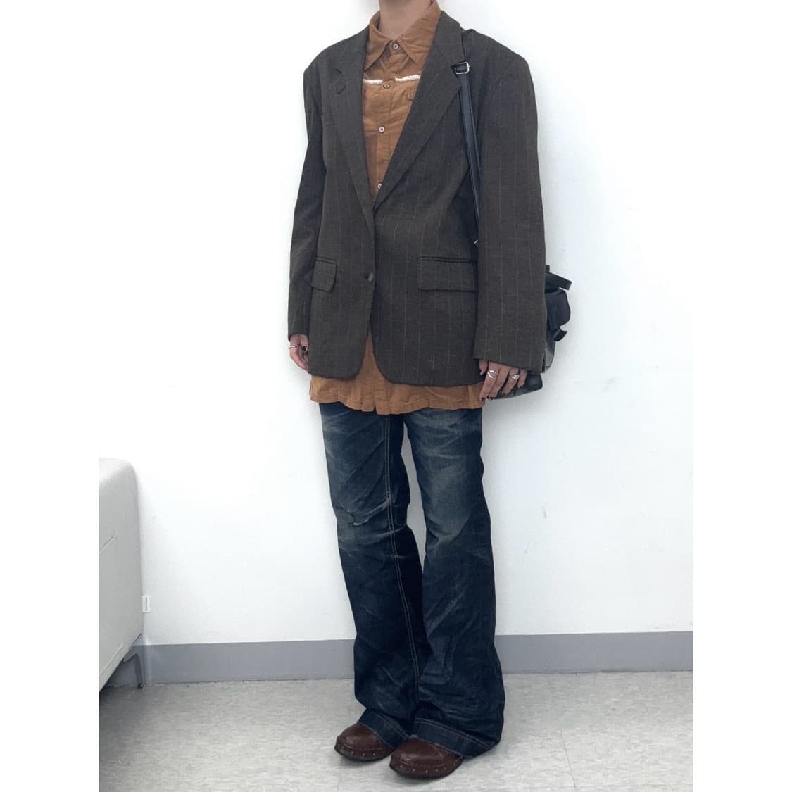빈티지 브라운 울95% 오버핏 블레이저 자켓 상품이미지2