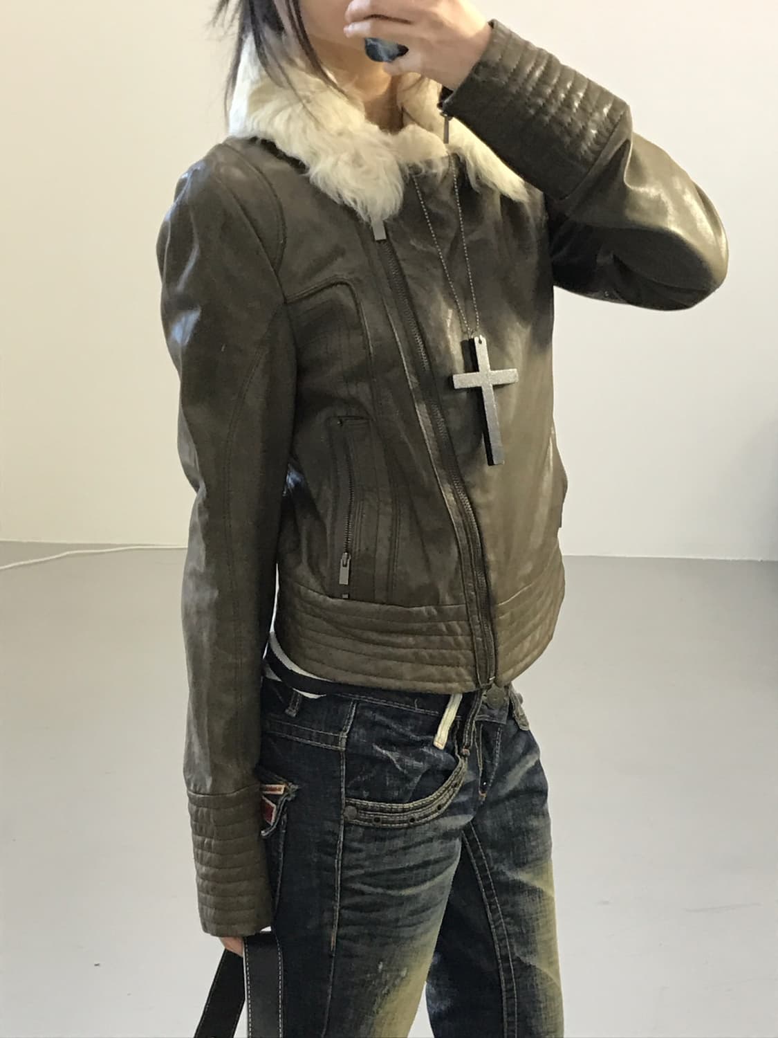 Haminy Faux-Fur Leather Jacket 상품이미지3