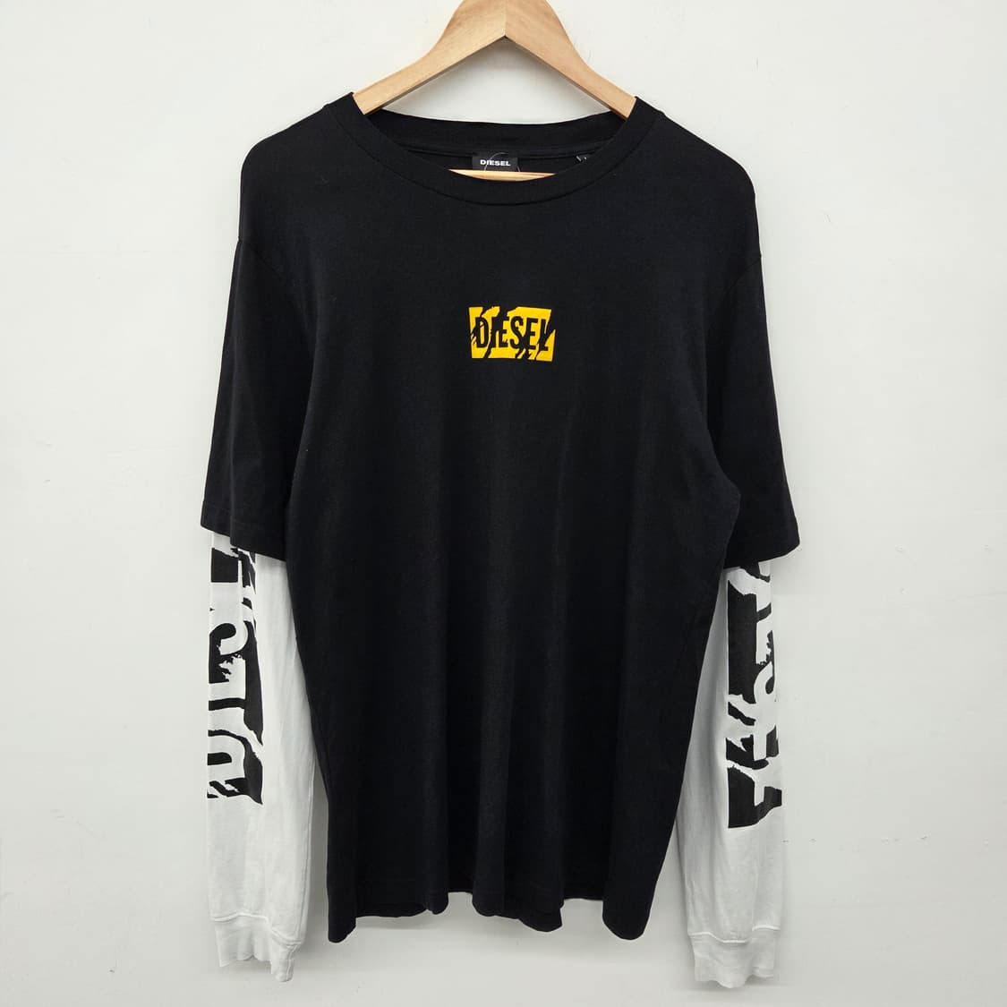 디젤 블랙 레이어드 티셔츠 로고 프린팅 남성 L 상품이미지2