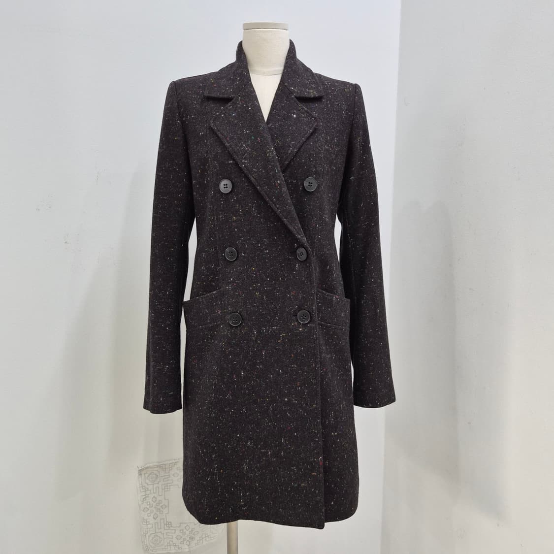 theory 울 실크 캐시미어 혼방 브라운 멀티컬러 더블 코트 상품이미지1