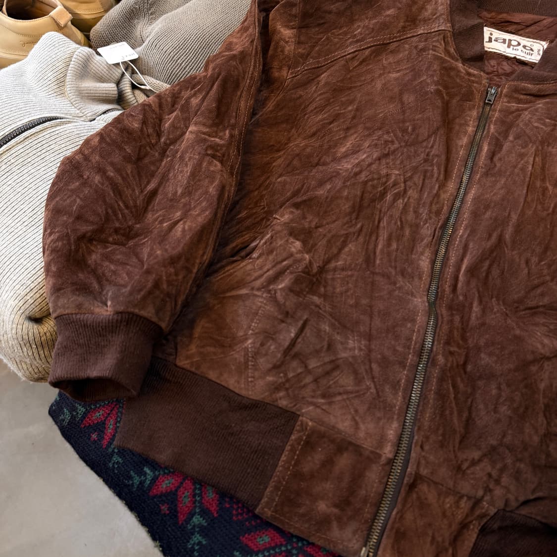 JAPA 프랑스 레더 브랜드 스웨이드 블루종 봄버 상품이미지2