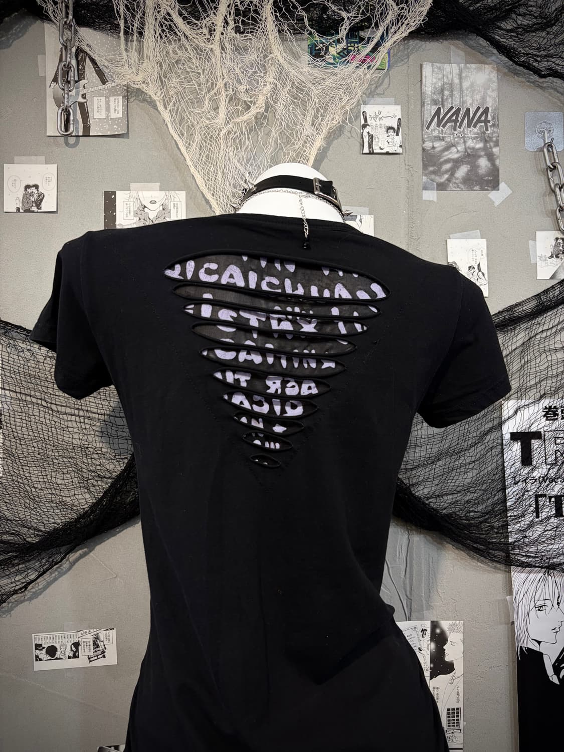 Y2K patch back web mesh short sleeve 상품이미지6