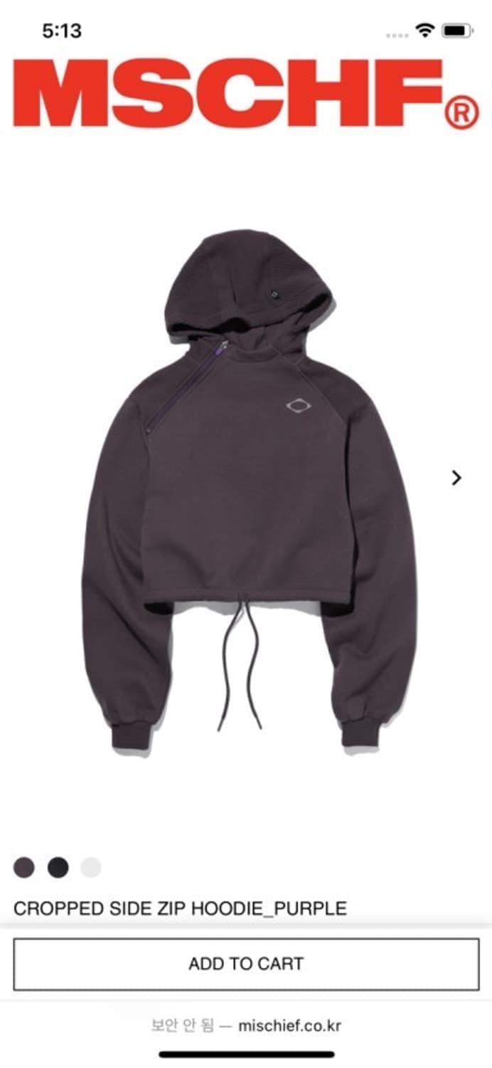 미스치프 사이드 집업 크롭 후드티 상품이미지1
