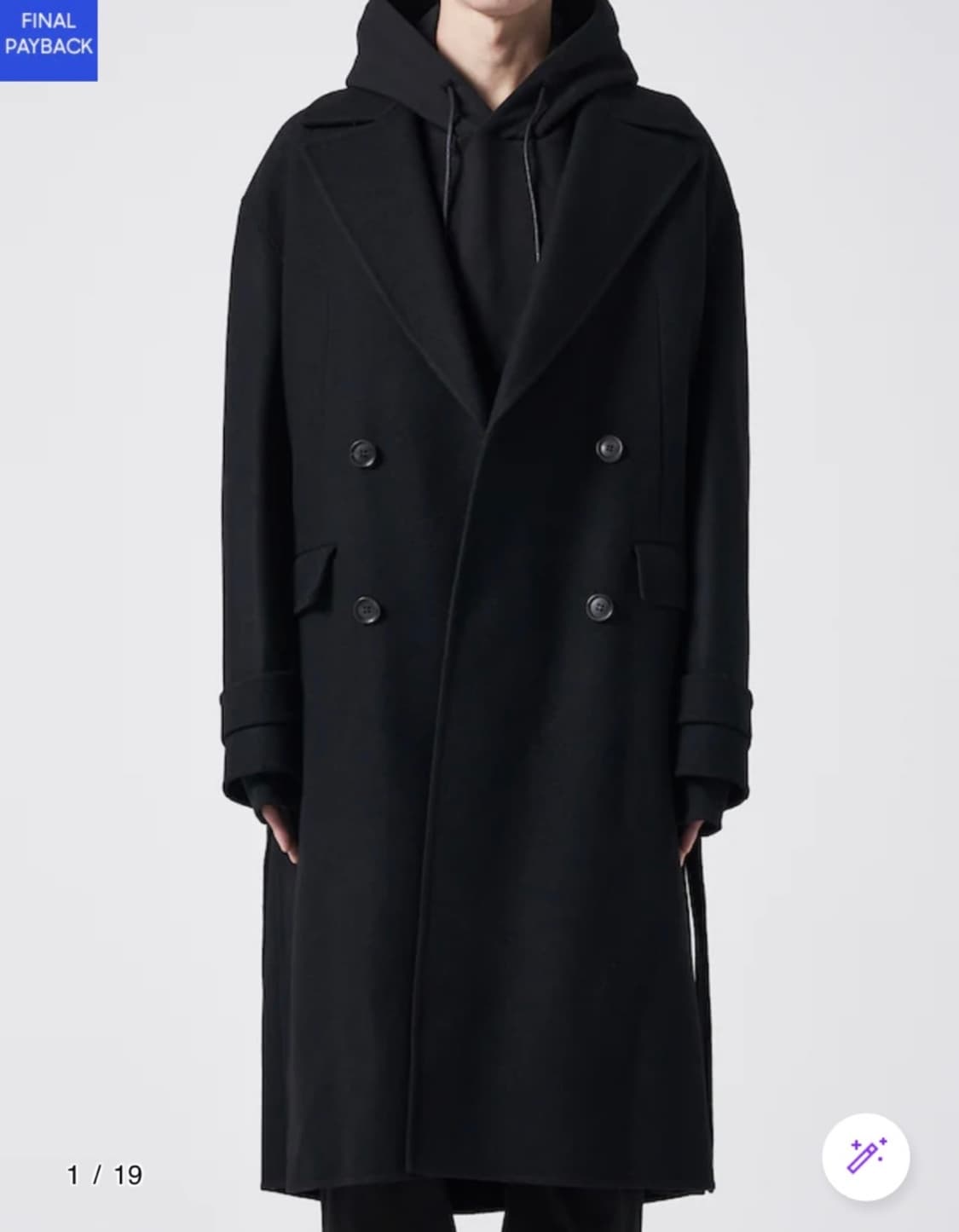 준지 멕시 코트 블랙 48사이즈 상품이미지1