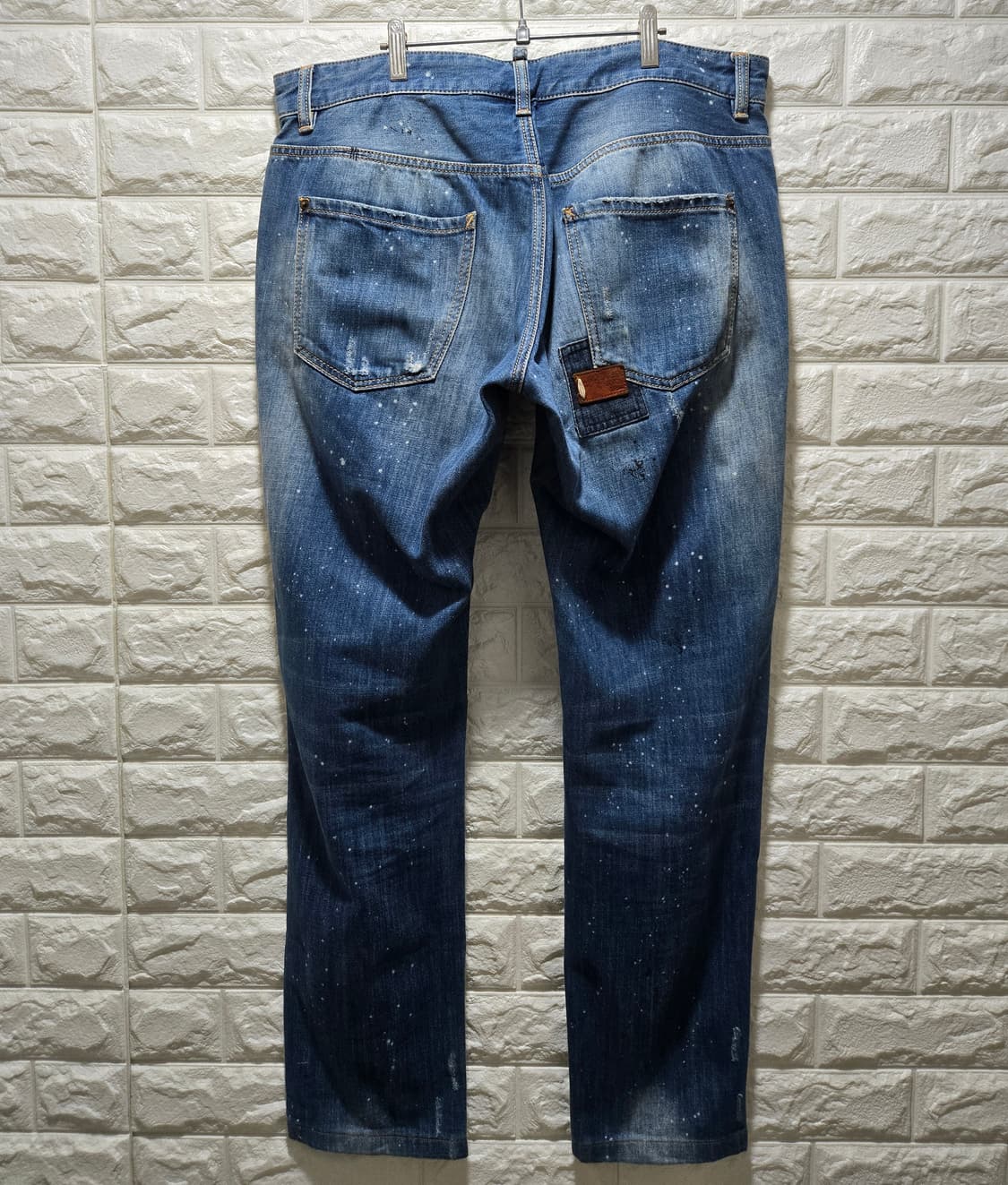 디스퀘어드2 페인팅 패치 슬림핏 데님팬츠 청바지 35~36 상품이미지6
