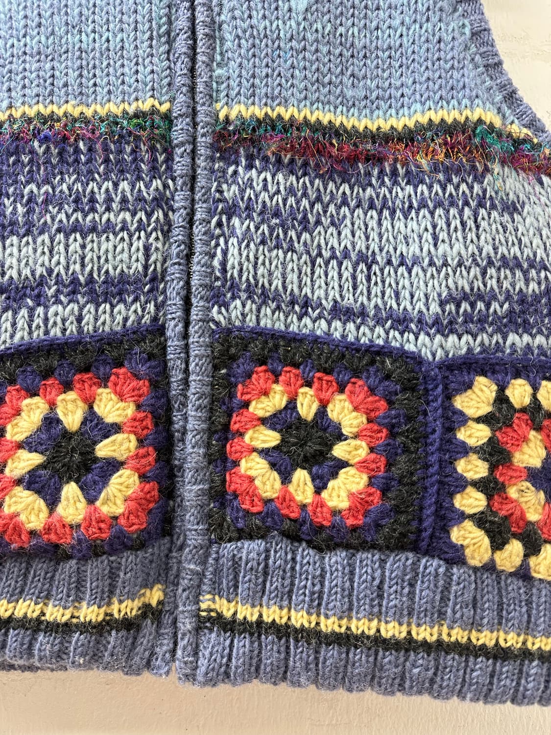 일본빈티지 TiTiCACA 티티카카 모티브 핸드메이드 후드 니트 베스트 상품이미지3