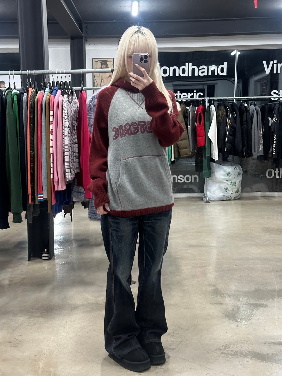 히스테릭글래머 로고 니트 후드티 상품이미지2