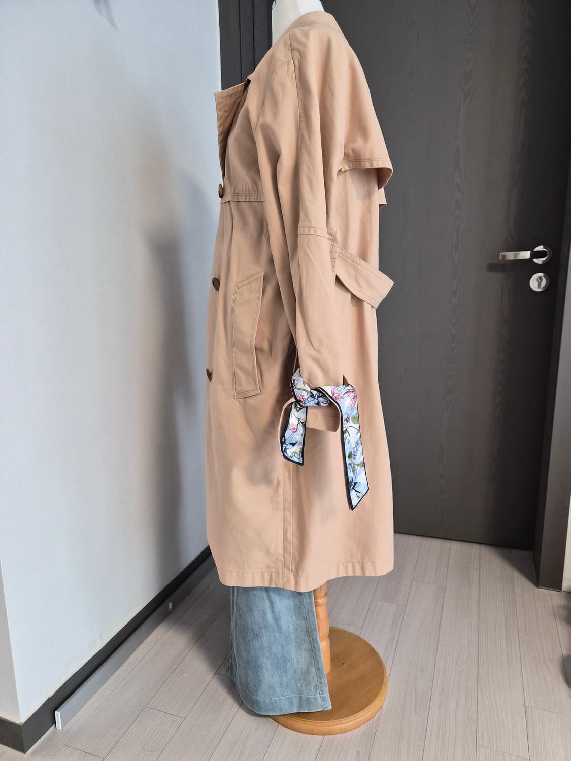 [SJ SJ] 디테일 끝판왕! 소매 스카프 리본 트렌치코트 상품이미지2