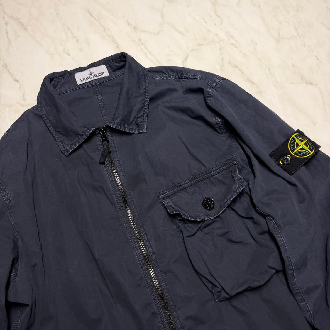 [20ss] 스톤 아일랜드 올드 이펙트 오버셔츠_네이비 블루 상품이미지1