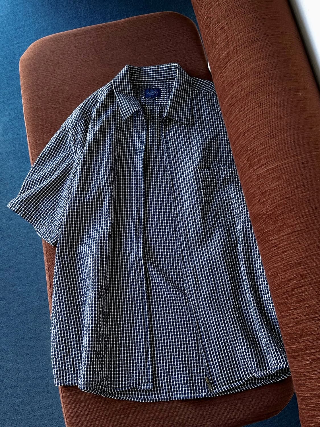 Natural sucker fabric zip shirt 상품이미지3