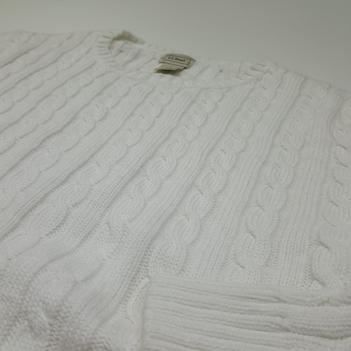 CL203 2XL 엘엘빈 코튼 피셔맨 케이블 화이트 니트 스웨터 상품이미지4