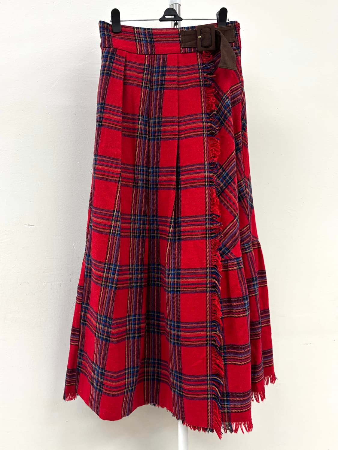 빈티지 레드 타탄체크 랩스커트 상품이미지3