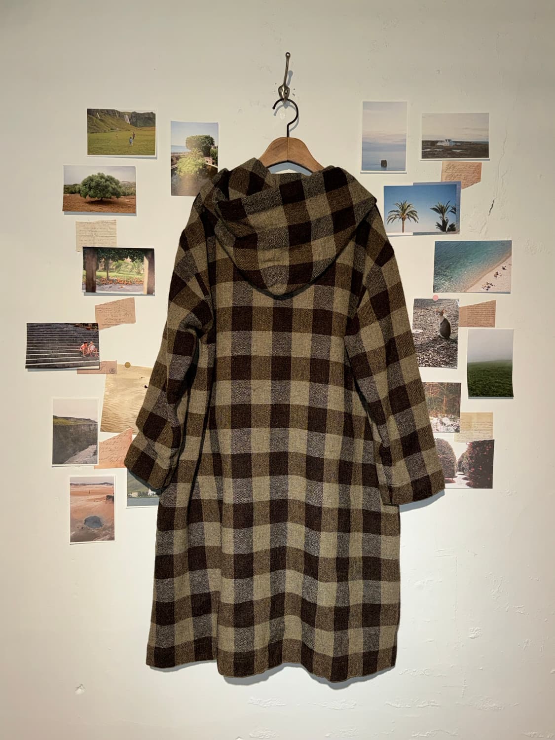 울 후드 체크 코트 상품이미지8