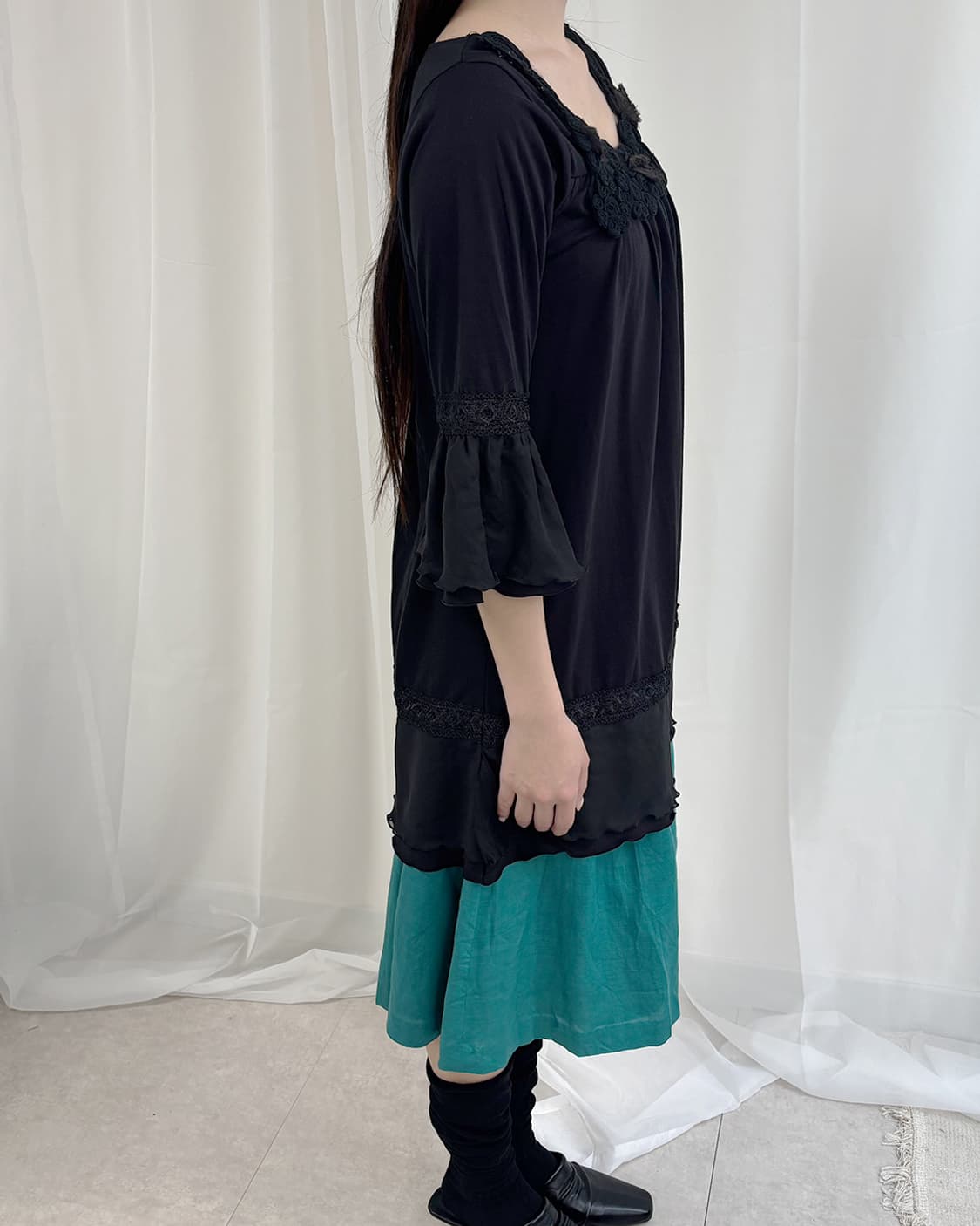 kowa black mori rose black long t-shirt 상품이미지9