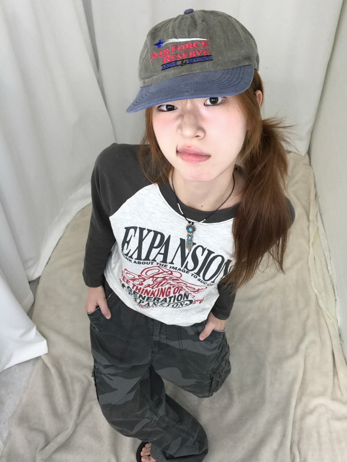 빈티지 카키 그레이 나그랑 캐주얼 스트릿 코디 세트 상품이미지2