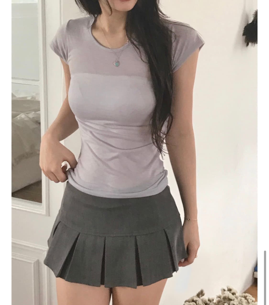 클라우드이모션 턴 플리츠 로우 미니 스커트 상품이미지7