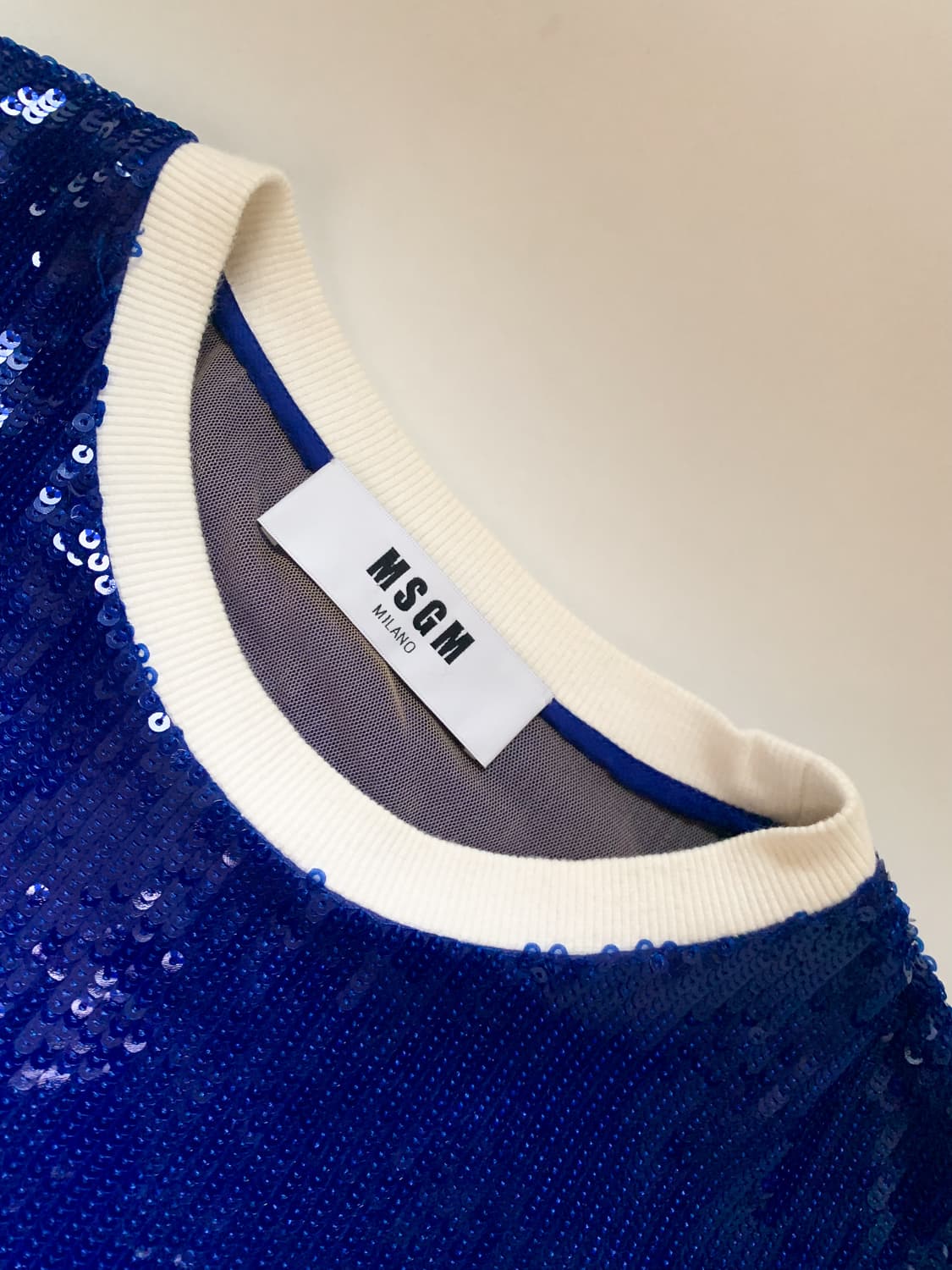 MSGM 블루 시퀸 스팽글 여성 반팔 티셔츠 S사이즈 상품이미지5