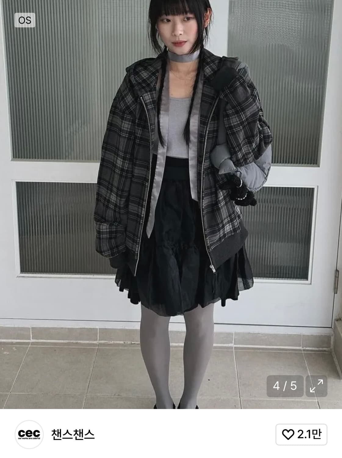 챈스챈스 체크 후드집업 상품이미지3