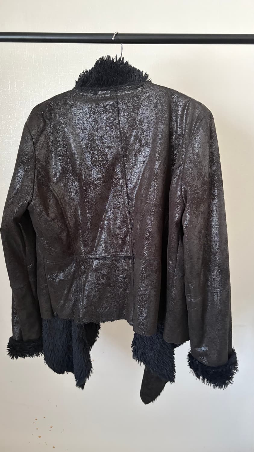 V kei black fur drape jacket 상품이미지3