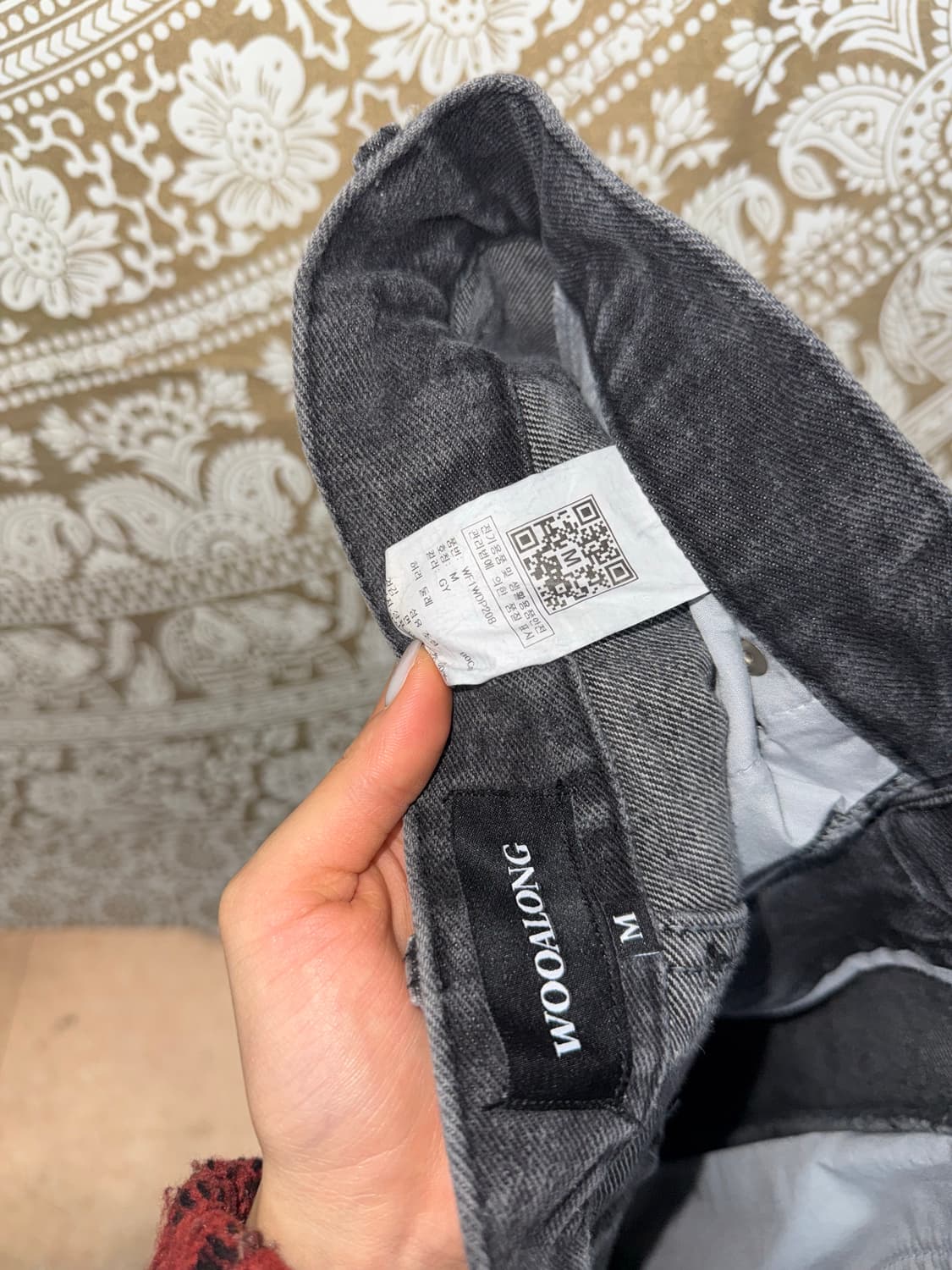 우알롱 절개 디테일 흑청 데님팬츠  상품이미지7