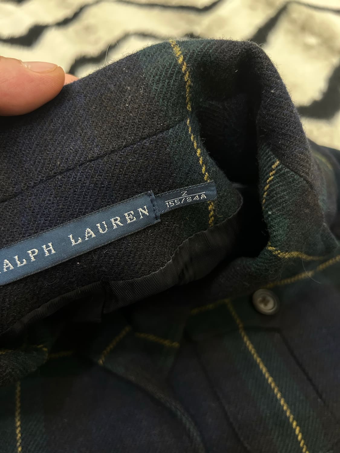 [XS]폴로랄프로렌 타탄체크 가죽패치 울 블레이저/카키네이비 상품이미지5