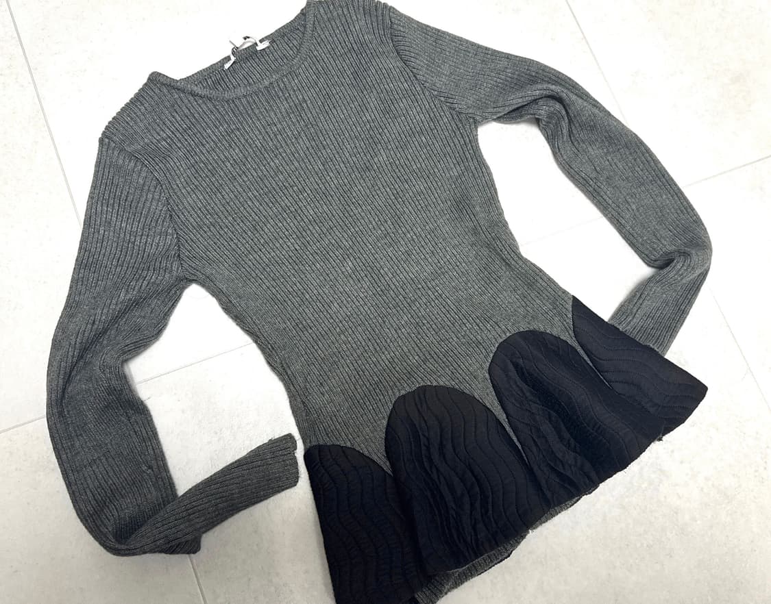 일본 빈티지 누빔 플레어 니트 상품이미지1