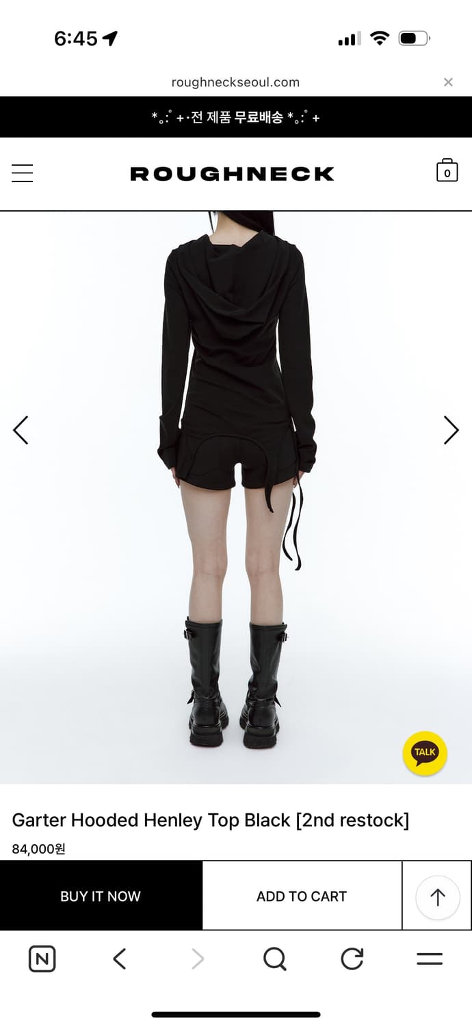  Garter Hooded Henley Top black 상품이미지4